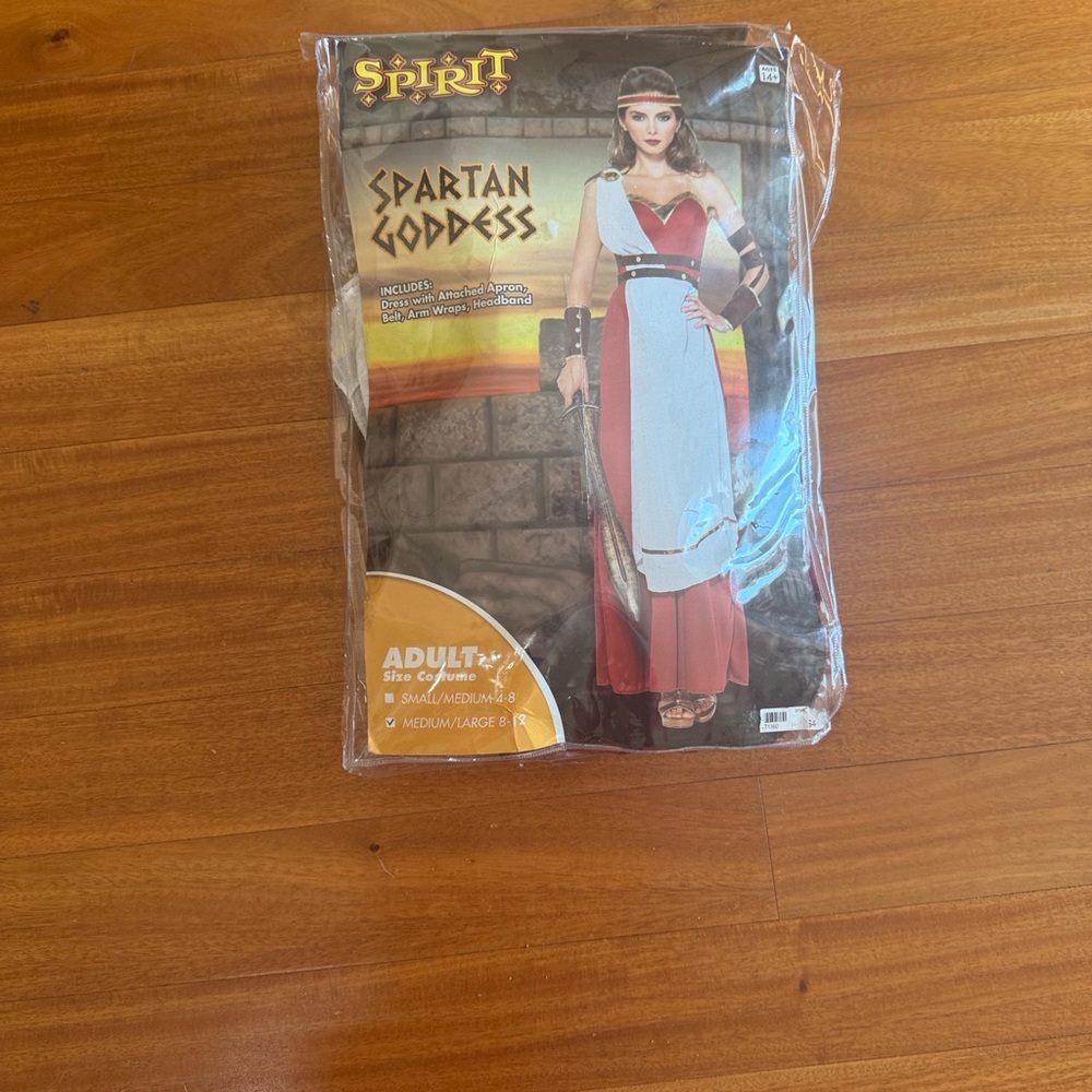 Spartan Goddess Adult Costume - Red and White size 8-12 M/L